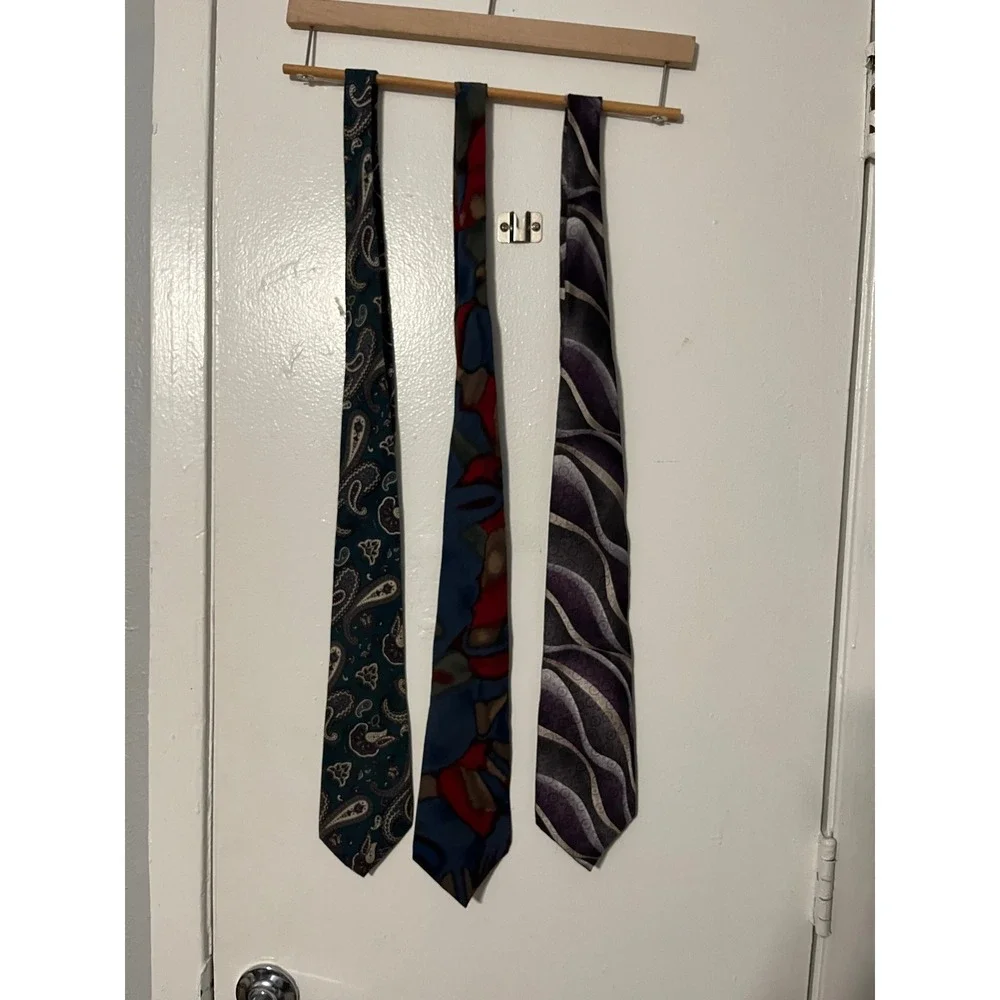 Pierre Cardin Mens Vintage Necktie Lot of 3 Paisley Abstract Geometric Silk‎ Tie